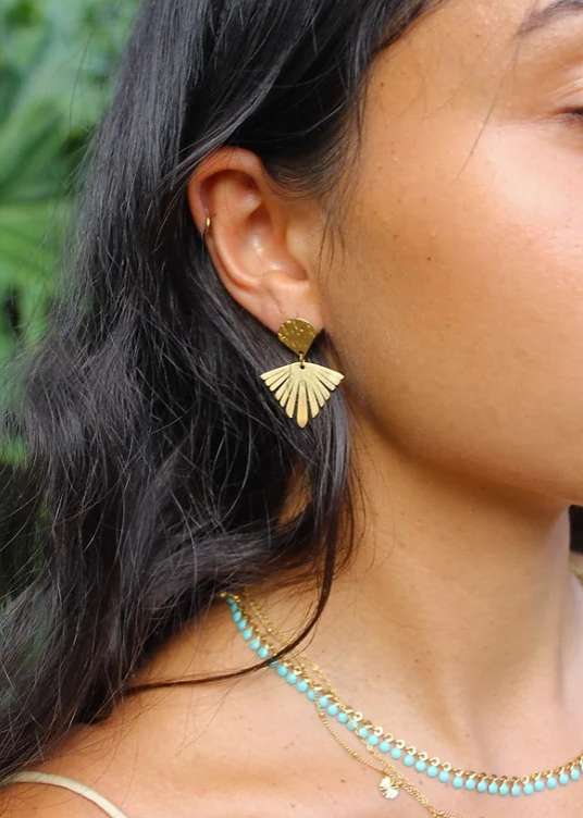 TRI STUDS AZTEC FEATHER EARRINGS LUNA + MAC MADE OF FRIDAYS