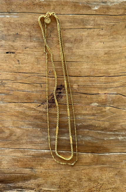 LAYERED PIPE AND TWIST CHAIN NECKLACE MADE OF FRIDAYS