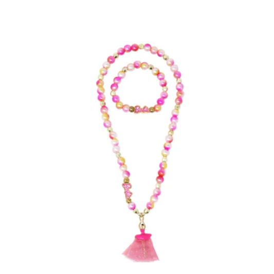 Ballerina Charm Necklace and Bracelet Set Pink Poppy Made of Fridays