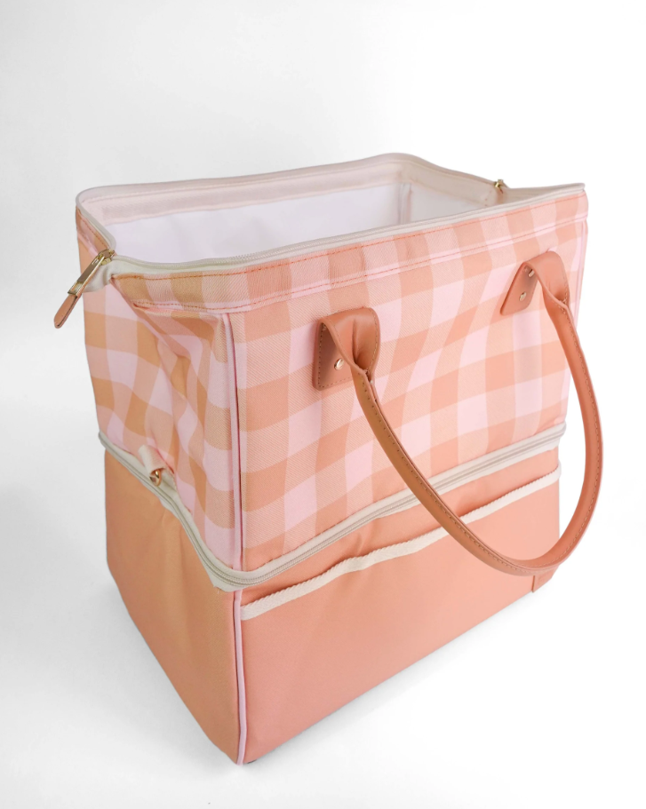 The Somewhere Co Pink Checkered Cooler Bag Made of Fridays