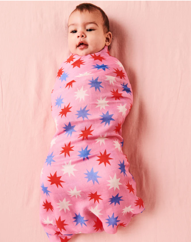 Kip & Co Bamboo Baby Swaddle One Size Be A Star Pink Made of Fridays