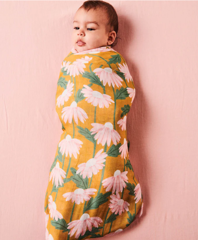Kip & Co Bamboo Baby Swaddle One Size Daisy Bunch Mustard Made of Fridays
